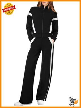 2 Piece Lounge Set Sweatshirt Wide Leg Sweatpants Tracksuit Matching Set